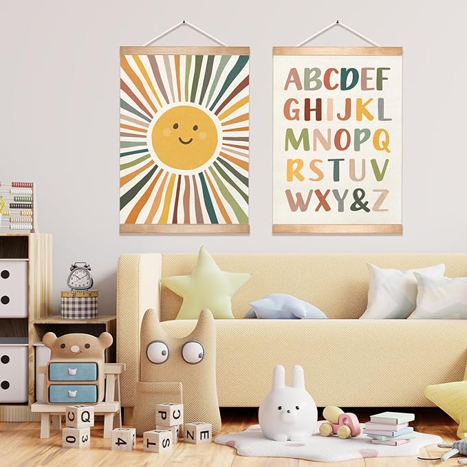 Alphabet Educational Chart Set of 2 for Classroom Decor,Colorful Educational Poster for Toddlers 1-3,Toddler Learning Poster for Ages 3-5 for Nursery Playroom and Homeschool,Back to School Season Classroom Must Haves 14x18.5Inch
