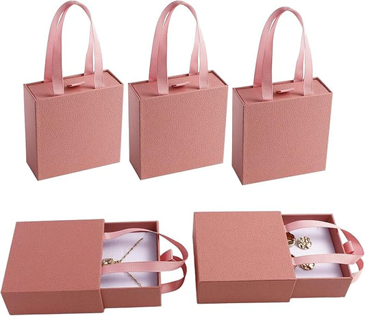 40 pcs paper boxes 9 x 9 x 3.5 cm, pink luxury gift storage, jewelry gift storage box for earrings necklaces bracelets rings