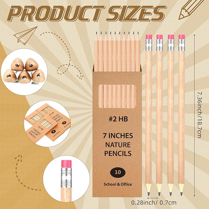 Geyoga 50 Boxes Woodcased Classroom #2 HB Pencils with Erasers 500 Count Pre-sharpened Number 2 Pencils for School Teacher Office Supplies, Writing, Drawing and Sketching Back to School Gifts (Wood)