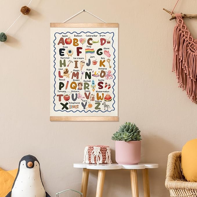 Alphabet Educational Chart 2 for Classroom Decor,Colorful Educational Poster for Toddlers 1-3,Toddler Learning Poster for Ages 3-5 for Nursery Playroom,Classroom Must Haves 14x18.5Inch(Colorful-06)