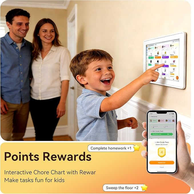 Digital Calendar,15.6-inch Digital Wall Planner & Chore Chart, Touchscreen Family Organizer for Schedules, Events & Reminders, Wall Mount Included, Smart Calendar Perfect for 2026 Planning (White Frame)
