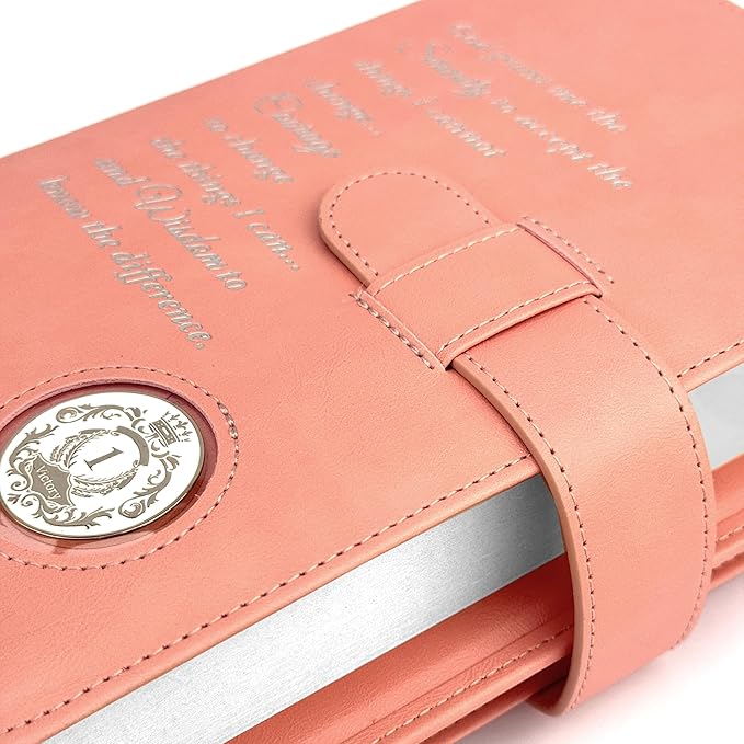 Galileo® Double AA Big Book Cover & 12 Steps & 12 Traditions | PU Leather | Coin Holder | AA Book Covers for Hardcover | AA Gift | Alcoholics Anonymous (Serenity Prayer/Pastel Peach)