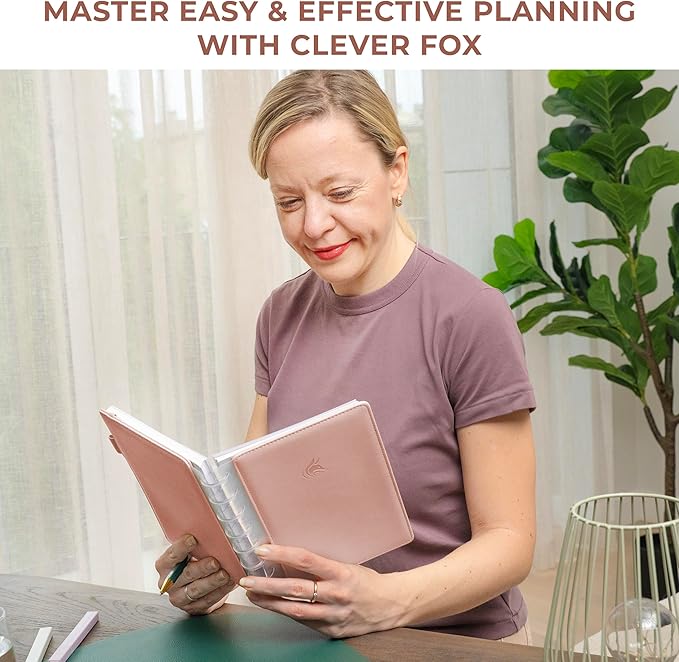 Clever Fox Disc-Bound Weekly Planner – Undated Monthly Notebook with Habit Tracker, Productivity Journal – Life, Work & Goal Organizer, 6.5 x 8.4" (Rose Gold)
