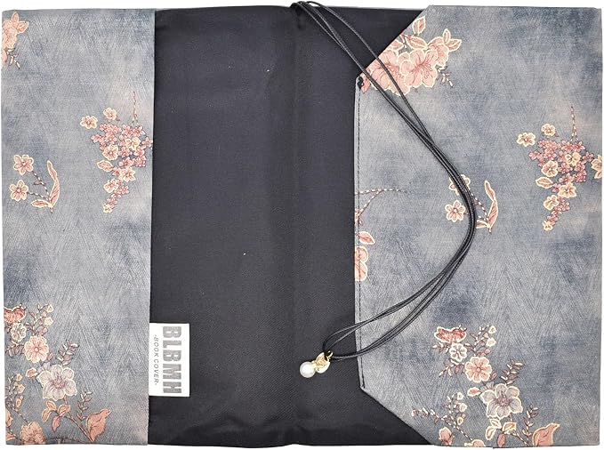 BLBMH 5.5x8.5 Fabric Bible Cover Non-Stretch | Built-in Bookmark | Handmade Washable Book Sleeve for Paperback Journal Privacy Reading Gift for Women - Flower 4 Green
