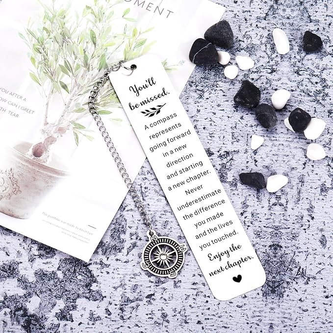 You Will Be Missed Compass Bookmark, Farewell Gifts for Coworkers, Leaving Goodbye Going Away Gifts for Coworker Women Best Friends Her Manager Boss Teacher, Birthday Retirement for Coworkers