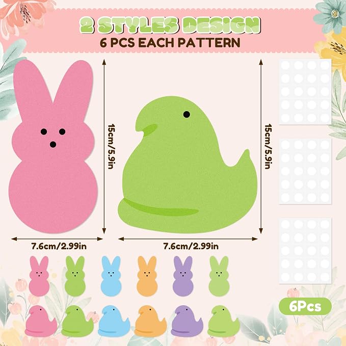 Yopyame Easter Bulletin Board Cutouts - 78pcs Easter Bunny Peeps Rabbit Chick Cutouts Paper Cutting Bulletin Board Decor Bunny Chick Name Tags Cutout Classroom Wall Decor for Kindergarten Preschool