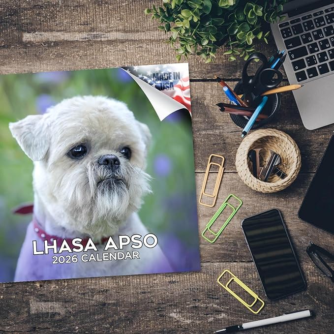 2025 2026 Lhasa Apso Calendar - Dog Breed Monthly Wall Calendar - 12" x 24" Open - Thick No-Bleed Paper - Giftable - Academic Teacher's Planner Calendar Organizing & Planning - Made in USA