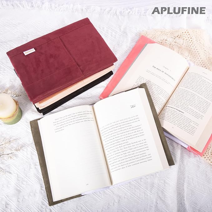 APLUFINE Velvet Book Cover for Paperbacks, Reusable Fabric Book Cover with Pockets, Adjustable Book Protector for Softcover Books, Journals & Bibles