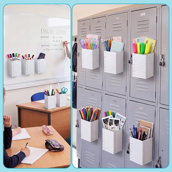 6 Pcs Notebook Classroom Decor Classroom Magnetic Storage Boxes Magnetic Storage Containers Plastics Pen Holder for Refrigerator Whiteboard Home Office School Organizer Supply