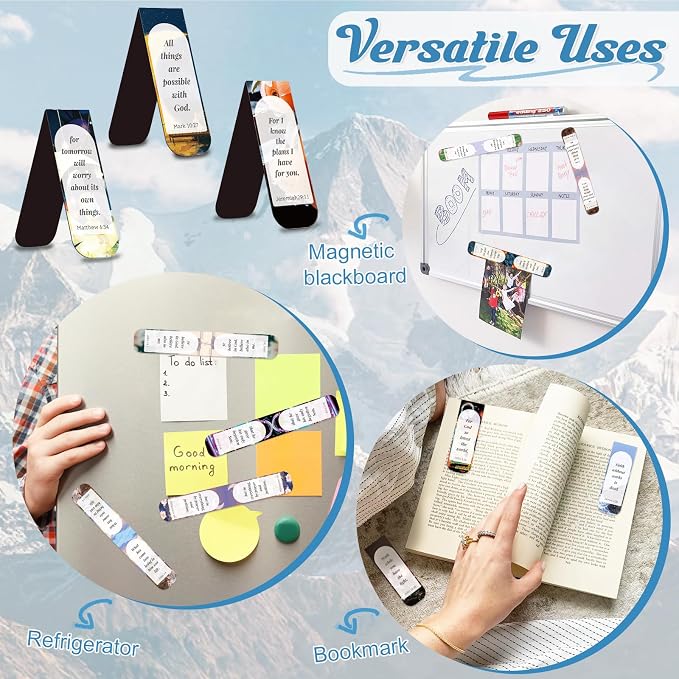 50 PCS Magnetic Bible Bookmarks for Men & Women - Inspirational Scripture Verse Page Markers with Tabs, Bulk Christian Gifts,Religious Reading Accessories
