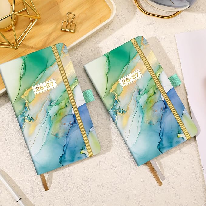 Pocket Planner 2026-2027 - 2026-2027 Pocket Calendar, 26-27 Planner Weekly and Monthly from Jul. 2026 - Jun. 2027, 6.3''×3.8'', Agenda Planners and Schedule Organizer with Pen Loop, 2 Bookmarks, Banded - Green