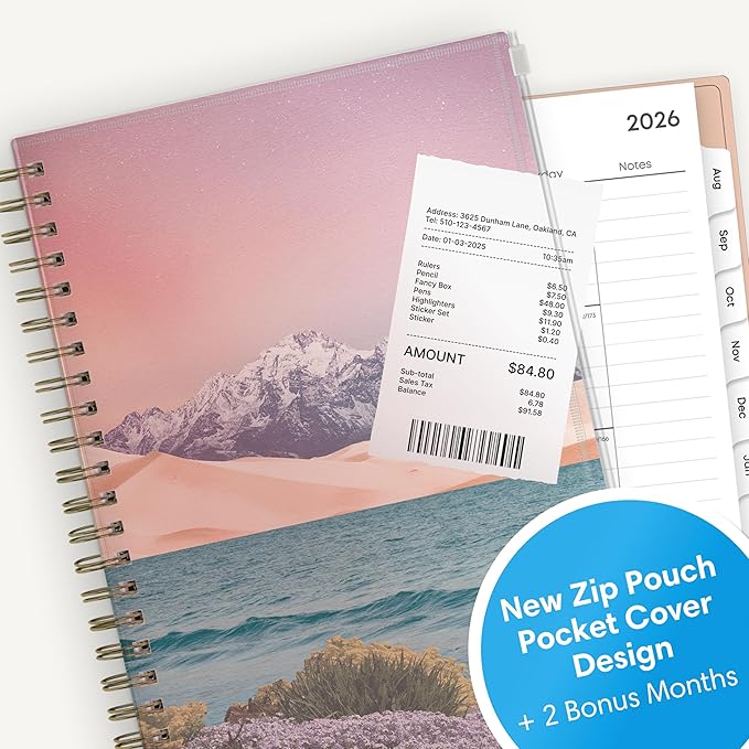Blue Sky 2026-2027 Weekly and Monthly Academic Year Planner Calendar, July 2026 - June 2027, 5" x 8", Flexible Cover With Zip Pouch, Wirebound, Storage Pocket, Enough to Believe