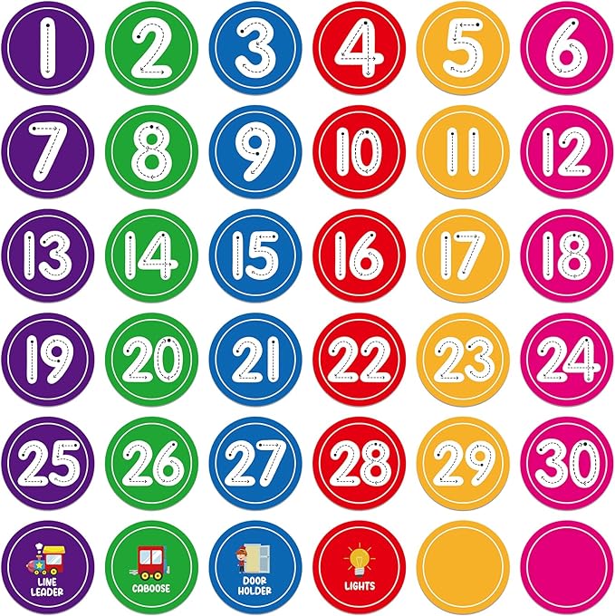 WhatSign 36PCS Number Markers - Line up Spots Dots Floor Decals for Classroom & Kindergarten