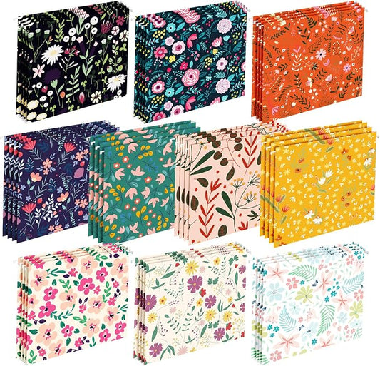Qeeenar 40 Pcs Decorative Hanging File Folders Letter Size Cute File Folders Designer Floral File Folders Colored File Folder Organizer for Filing Cabinet Office Home with 1/5 Cut Adjustable Tabs