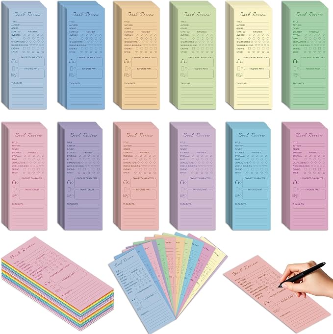 240 Pcs Book Lovers Gifts Colorful Book Review Bookmarks Bookclub Gifts Reading Log Page for Bookish Read Marks Reading Page Tracker for Teacher Appreciation Day