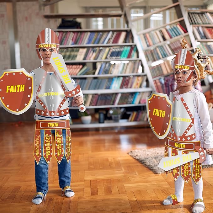 Watersay 12 Sets Armor of God Costume Armor of God Craft Kit for Kids Cutouts Christian Bible Sunday School and Religious Classroom Decor for Children School Classroom Activity Party Favor Decoration