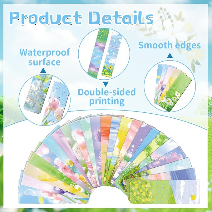 96Pack Magnetic Bookmarks for Reading Women Men Teacher Book Lovers Gifts, Bookmarks Bulk Personalized Bookmark Magnet Bookmark Clips Cute Pretty Funny Book Markers (Flower)