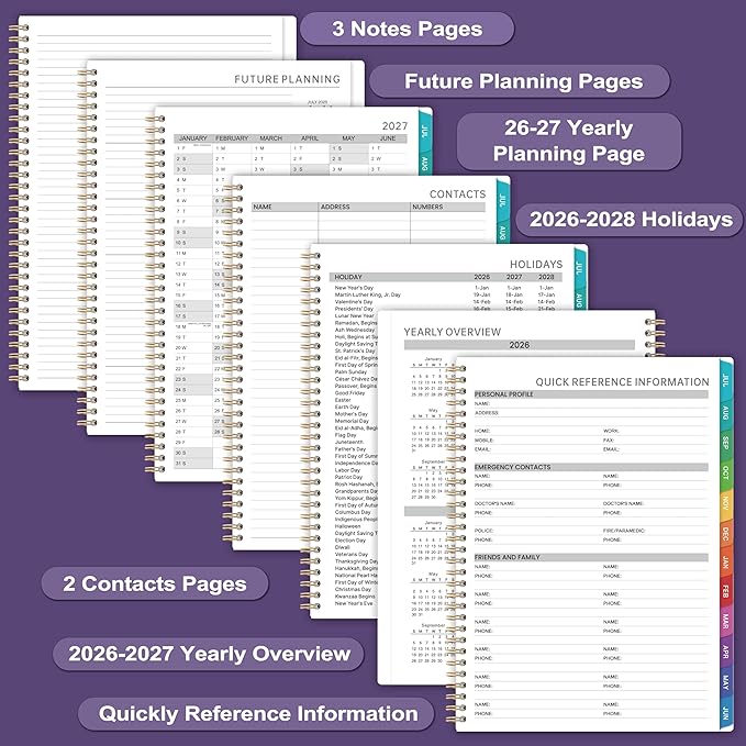 2026-2027 Weekly Appointment Book/Planner - Daily Hourly Planner 2026-2027, JUL 2026 - JUN 2027, 9" x 11" Appointment Book, Monthly Tabs, Hourly Interval, Thick Paper
