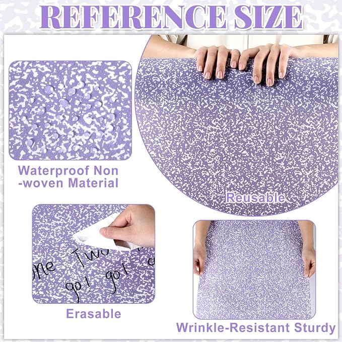 Purple Composition Bulletin Board Roll Reusable Waterproof Erasable Composition Notebook Non-Woven Fabric Bulletin Board Roll Purple Background Poster for Classroom Decor Wrapping Craft 15.7" x 40ft