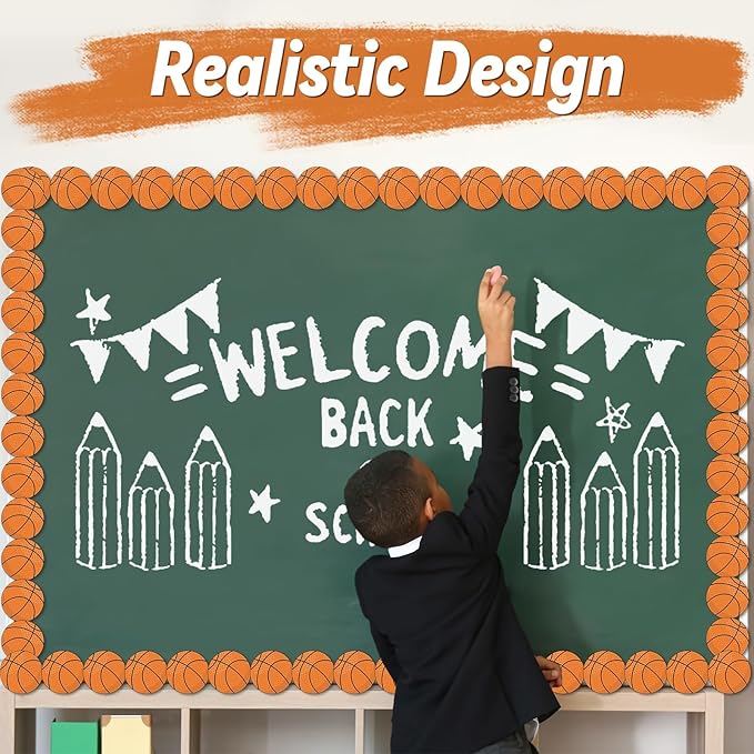 30 PCS Basketball Theme Magnetic Bulletin Board Borders 35 Ft Classroom Borders Precut Strips Reusable Sports Magnetic Bulletin Board Decorations for Classroom Office & Activity Room Accessories