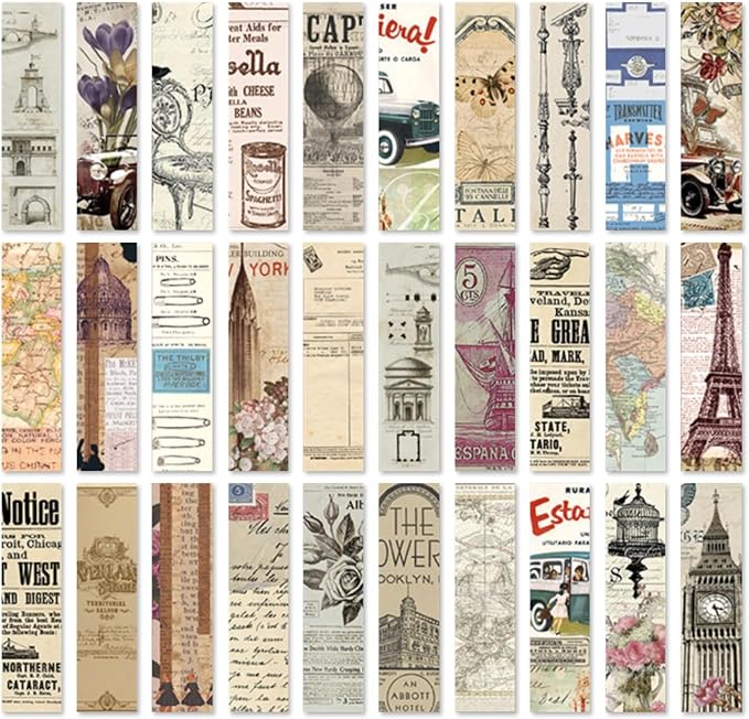 Generic 30PCS Vintage Aesthetic Bookmarks for Reading Women, Retro Natural Butterfly Flower Boxed Cardboard Paper Bookmarks Gifts for Book Lovers (B - 30 PCS)
