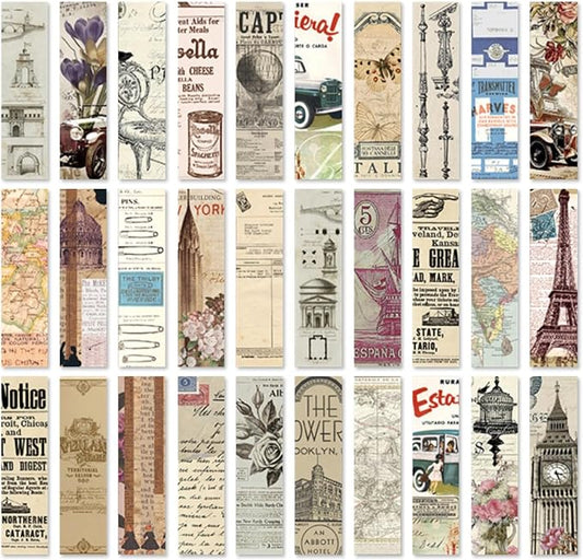 Generic 30PCS Vintage Aesthetic Bookmarks for Reading Women, Retro Natural Butterfly Flower Boxed Cardboard Paper Bookmarks Gifts for Book Lovers (B - 30 PCS)