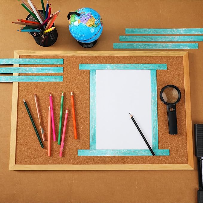 Cholemy 48 Pcs Magnetic Border for Classroom Whiteboard Retro Magnetic Strips Magnetic Bulletin Board Border Trim Classroom Decor for Office Chalkboard Back to School Decor (Light Blue,Farmhouse)