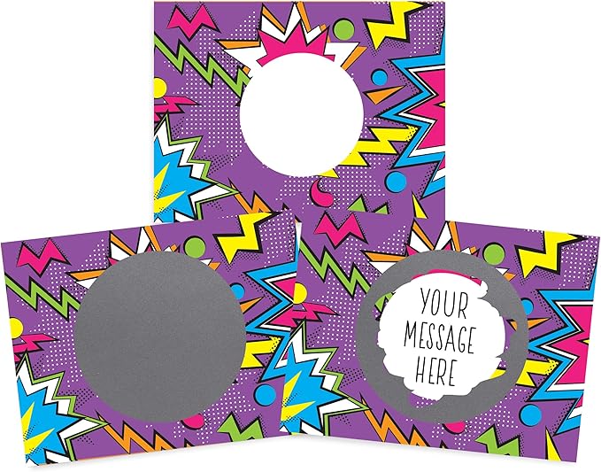 My Scratch Offs 50 Pack Zig Zag Purple DIY Custom Make Your Own Scratch Off Cards for Teacher Supplies, Classroom Must Haves, Motivational Cards for Students & Small Business