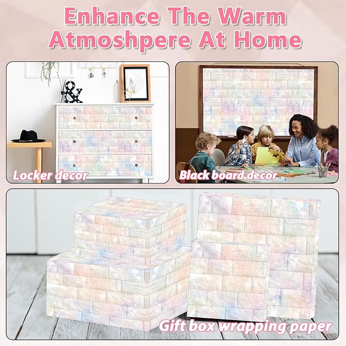 Graffiti Wall Bulletin Board Paper Roll Pastel Brick Gradient Stone Bulletin Board Background Back to School Classroom Decor Poster for Art Craft DIY Projects Home Office Party Supplies 17.7in x 20ft