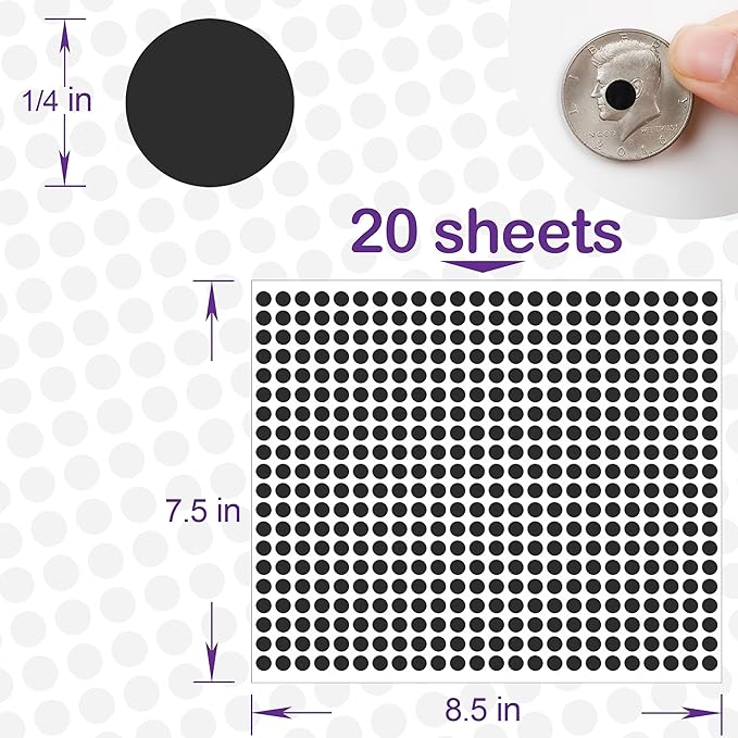 Black Round Circle Dot Stickers, 1/4 inch, 10000 PCS, Mini Tiny Colored Coding Labels for Office and Classroom