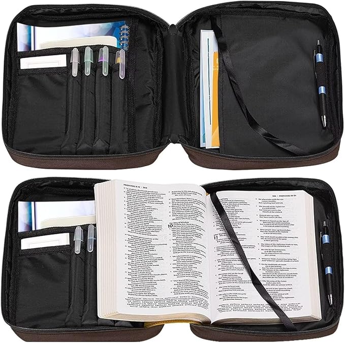 Suobstales Cross Horse Print Bible Covers for Women Men Bible Case Bible Bag Bible Accessories with Handle and Zippered Pocket Bible Tote Bag for Women Men