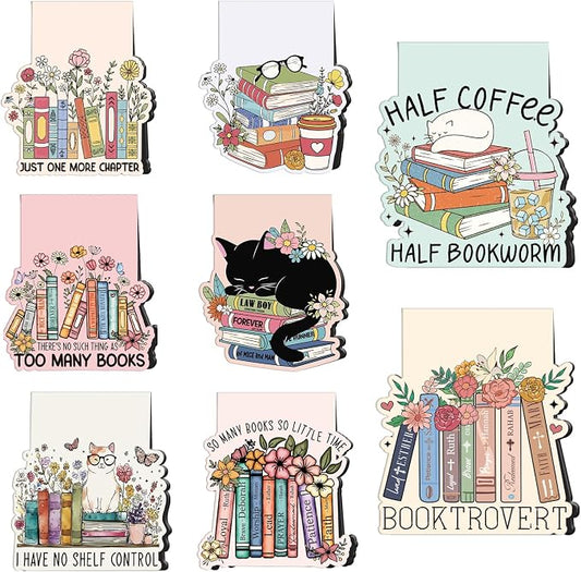 Book Lovers Magnetic Bookmark Gifts - Cosmisun 16 Pcs Reading Bookmarks for Women Cute Funny Book Mark Magnetic Cat Flower Book Mark Bookmark Page Markers Clip for Women Reading Students Teachers