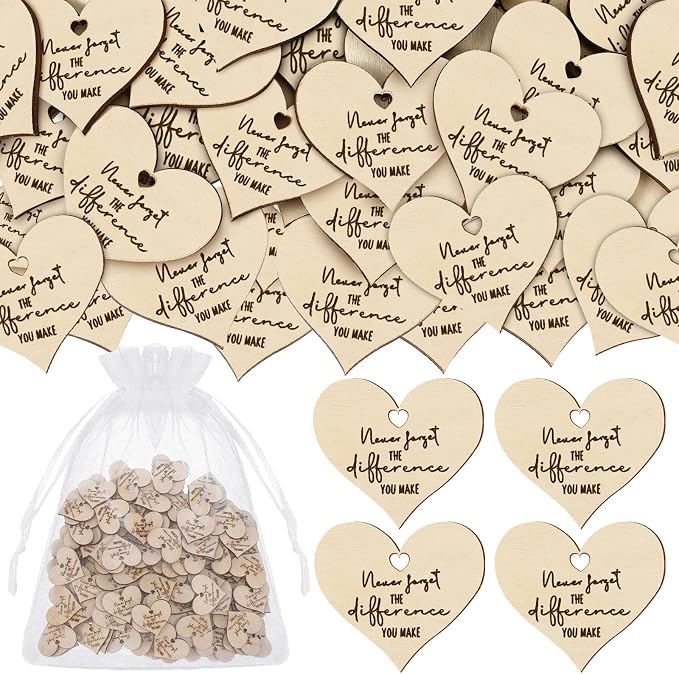 Weysat 150 Pcs Token of Appreciation Coins Bulk Wooden Never Forget The Difference You Make Appreciation Tokens Thank You Bookmarks Gift for Housekeeping Employee Staff Nurse Teacher