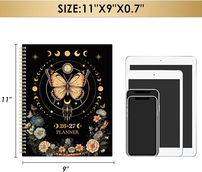 Planner 2026-2027 - Academic Planner 2026-2027, July 2026 - June 2027, 9" x 11", 26-27 Planner Weekly and Monthly, Colorful Tabs, Back Pocket, Perfect Daily Organizer - Butterfly
