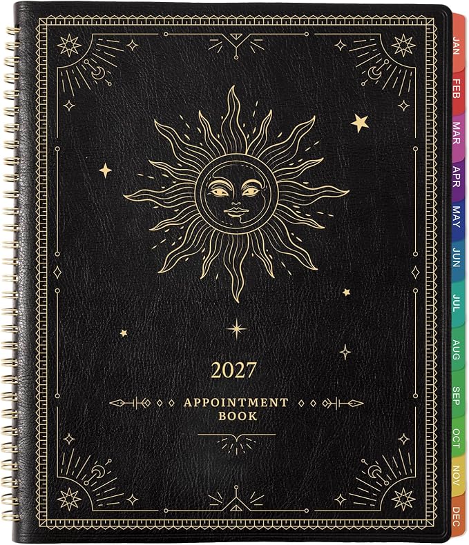 2027 Appointment Book - Daily Planner 2027, JAN 2027 - DEC 2027, 9" x 11", Appointment Planner, Appointment Book with Flexible Cover, 2027 Hourly Planner with 15-Minute Interval - The Sun