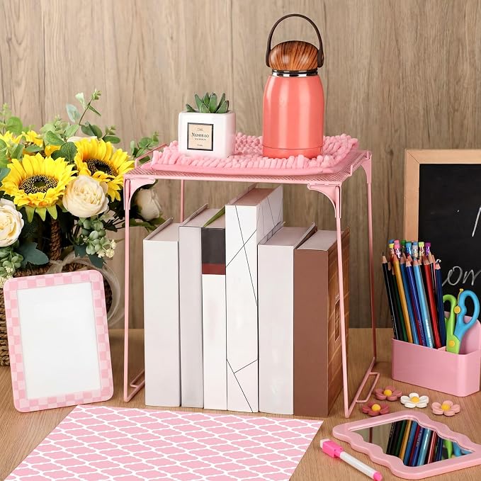 Eaasty 16 Pcs Pink Locker Accessories for Girls Locker Organizer Decorations Includes Shelf Wallpaper Magnetic Whiteboard Mirror Marker Rug Flower Magnets for Back to School Work Gym(Pink Quatrefoil)