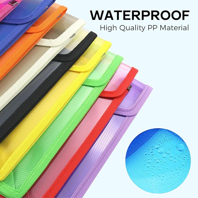 Plastic Expanding File Folder, Folders for Documents, Transparent Envelopes with Elastic Closure, File Folder Organizer Holder, Large Capacity, Fit Letter/A4 Size (Multicolor-10Pcs)