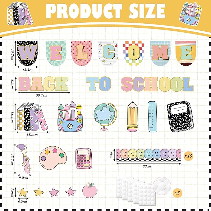 Pajean Composition Notebook Classroom Decor Welcome Back to School Bulletin Board Set Girl Style Welcome Banner Paper Cutouts Bulletin Board Borders Trim for First Day of School Classroom Wall Decor