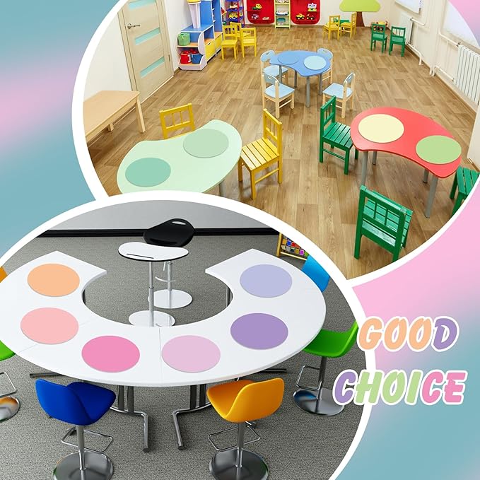 Lincia 24 Pack Erase Dots Circles Colorful 10.5 Inch Removable Vinyl Spot Dry Erase Desktop Writing Spots Set for Classroom Desk Wall Table Teacher Students School Home Desk Wall(Macaron)