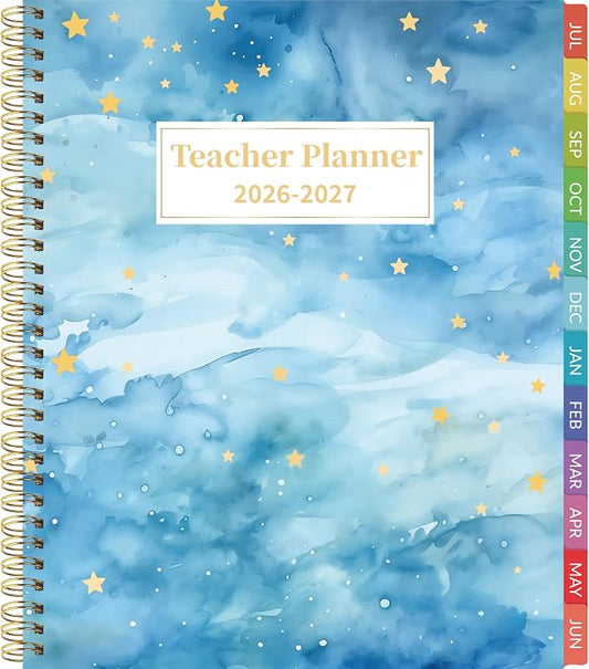 Teacher Planner 2026-2027 Weekly and Monthly Teacher Planner 2026-2027 Academic Year, July 2026 - June 2027, 8.7" x 10.8", Lesson Planner Book with Twin-Wire Binding & Tabs for Teachers - Blue