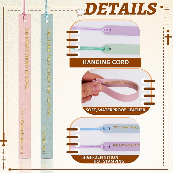 20PCS Leather Bookmark Bible Bookmarks for Reading Women Men Book Lovers Christian Gifts,Cute Page Markers Book Marks Religious Christian Bookmarks Inspirational Bible Verse Scripture (Colorful-2)