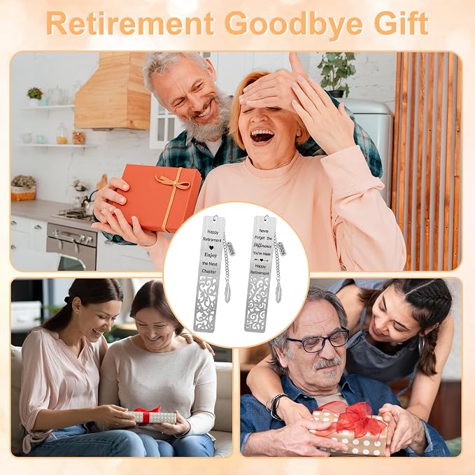 Retirement Gifts for Women 2026 Coworker Retirement Bookmarks for Women Men Book Lovers Farewell Going Away Goodbye Appreciation Retirement Gifts for Retired Teacher Nurse Colleagues(2Pcs Metal)