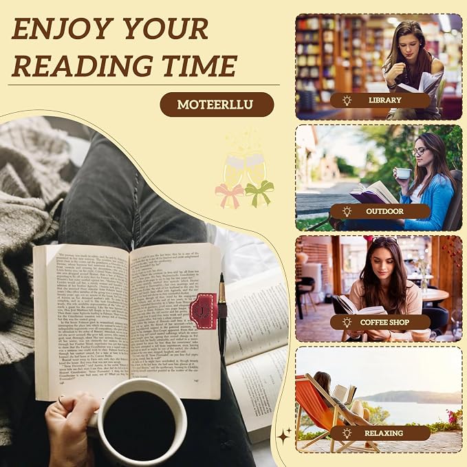 MOTEERLLU Custom Magnetic Bookmarks for Women Men, Leather Book Marker Gifts for Book Lovers, Readers, Teachers, Mom, Personalized Initial Bookmark Holder Page Marker for Reading