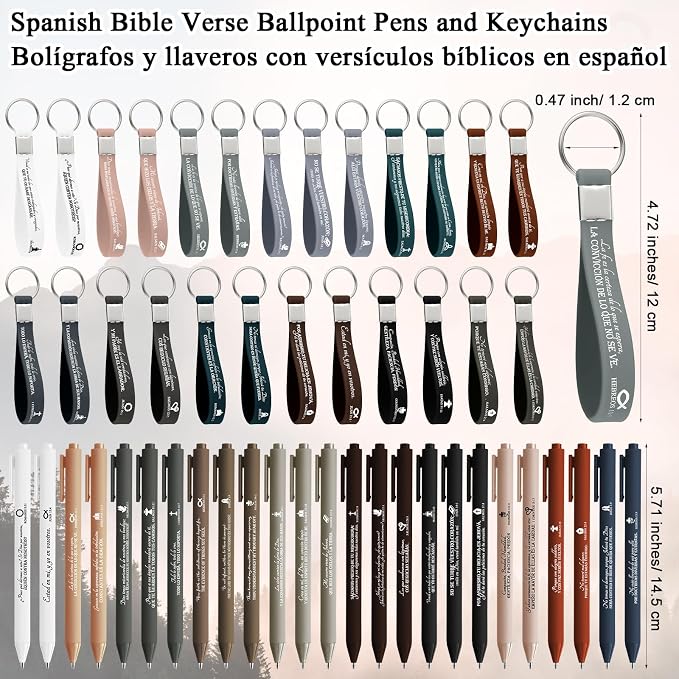 150 Pcs/50 Set Fathers Day Christian Gifts Bulk Bible Verse Pens, Scripture Keychains & Bookmarks, Graduation 2026, Appreciation, Church Party Favors Gifts for Men Women, Pastor, Teacher (Spanish)