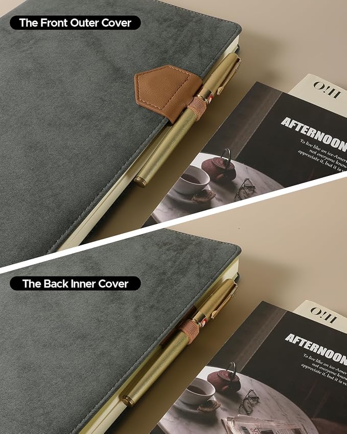 Magnetic Leather Bookmarks with Pen Holder Vegan Leather Book Marks Gifts for Reading Book Lovers Notebook Travelers (Brown-2PC)