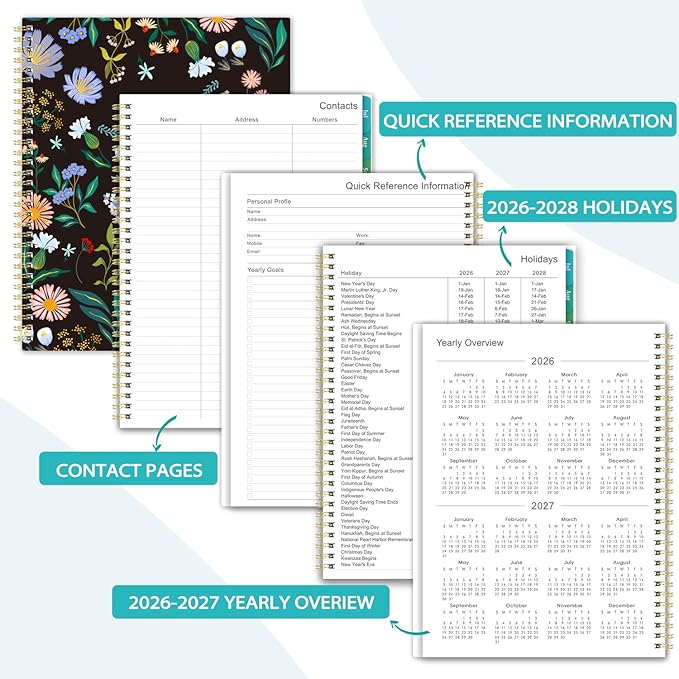 Planner 2026-2027 - 2026-2027 Planner Weekly and Monthly 9" x 11", JULY 2026 - JUNE 2027, Academic Planner 2026-2027, Monthly Calendar Planner with Colorful Tabs, Spiral Binding, Pocket - Black