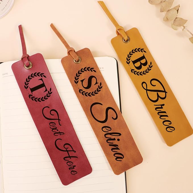 EDSG Personalized Bookmark, Engraved Leather Bookmarks, Custom Bookmarks Book Marks Gifts for Reading Women Men Teachers Christmas Birthday, Teachers Appreciation Gifts (Blue)