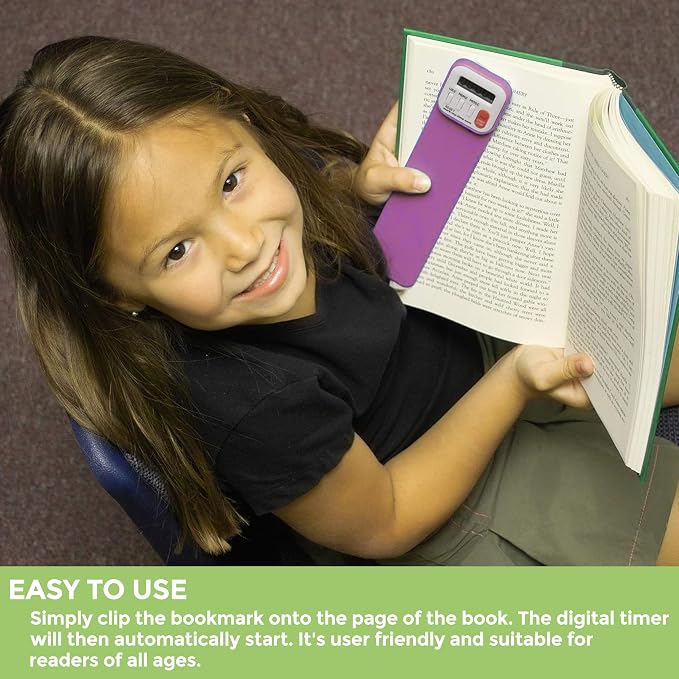 Mark-My-Time - Digital Bookmark - Mark My Time Reading Timer and Bookmark for Kids, Cool Bookmarks and Reading Incentives, Great Christmas Gift & Stocking Stuffer for Book Lovers - Purple