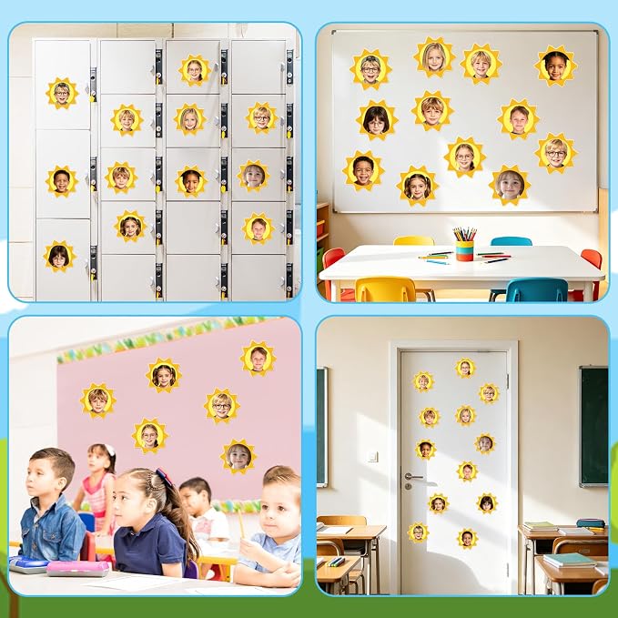 80Pcs Summer Sun Bulletin Board Decorations,Summer Sun Theme Sunshine Cut-Outs Classroom Decor for Boy Girl DIY Craft Photo Wall Door Summer Kindergarten Preschool Decor