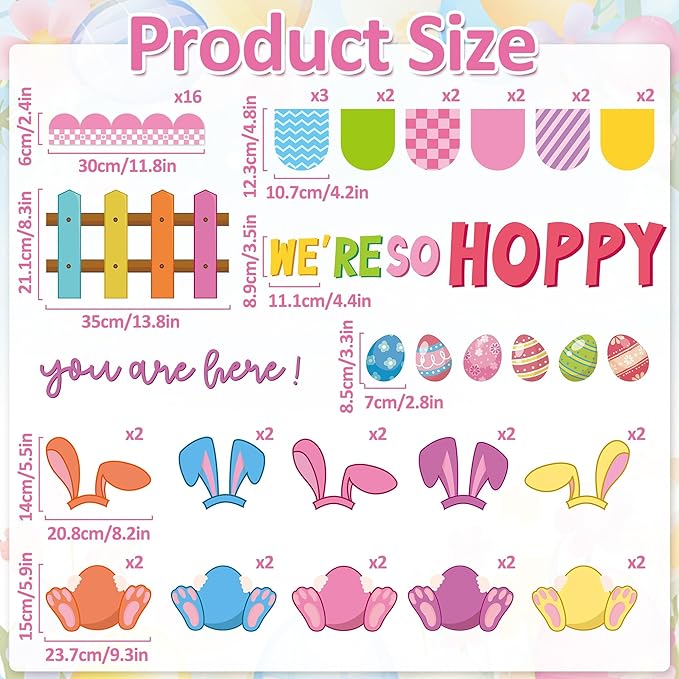 Easter Bulletin Board Set Egg Bunny Cutout DIY Picture Frame Crafts We are So Hoppy You are Here Bulletin Board Set Spring Easter Holiday Teacher School Door Wall Chalkboard Supplies